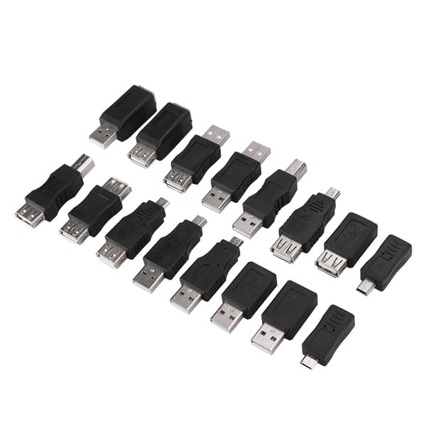 16 st multifunktionell USB2.0-adapteromvandlare USB hane till hona Micro USB