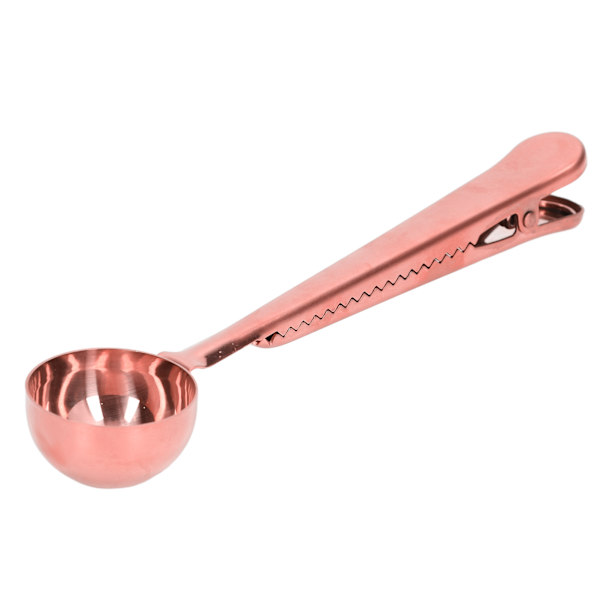 Kaffesked med Förslutningsklämma 2 i 1 Rostfritt Stål Tättslutande Fördjupad Design Praktiska Kaffedrickverktyg Roséguld