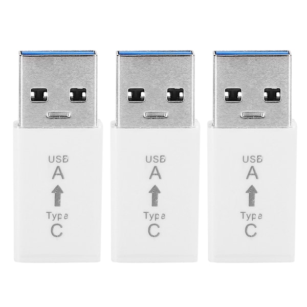3 st USB3.0 Hane till Typ C Hona Adapter Kontakt Universal Elektronisk Omvandlare (Vit)