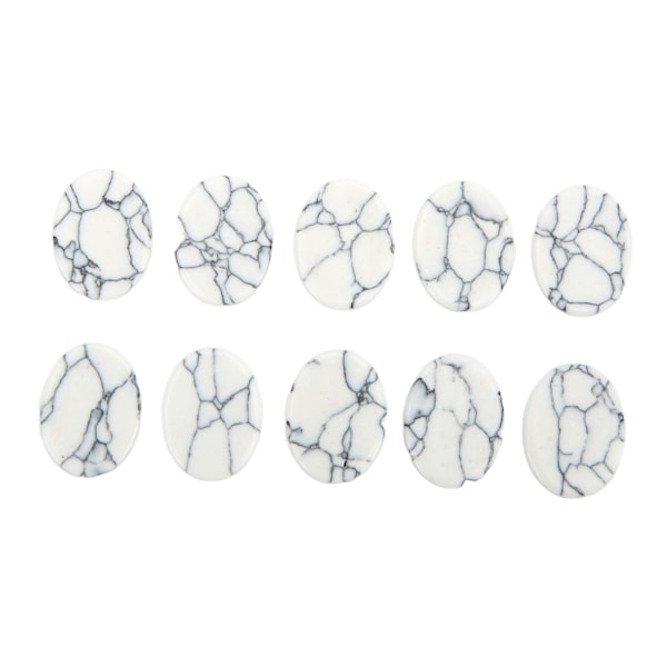 10 stk. flade turkissten ovale blanke DIY smykkesten flad turkis til øreringe armbånd vedhæng hvid 10x14mm (BxL)