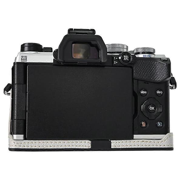 For Olympus OM-5 Camera Case Battery Opening Palm Texture PU Leather Half Body Bottom Protection - Grey