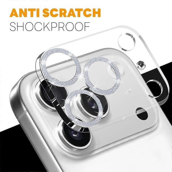 NORTHJO Camera Lens Protector for iPhone 17 Pro Max, Glitter Bling Circles, Tempered Glass HD Clear 3D