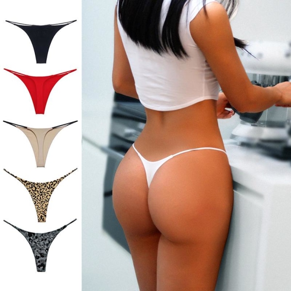 Sexet（M） Dameundertøj G-strengs-trusser med lav talje 5-pak lavtaljet T-ryg G-streng undertøjsgave til kvinder