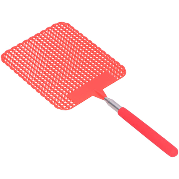 Retractable Plastic Fly Swatter Mosquito Racket with Stainless Steel Rod for Home OfficeRed