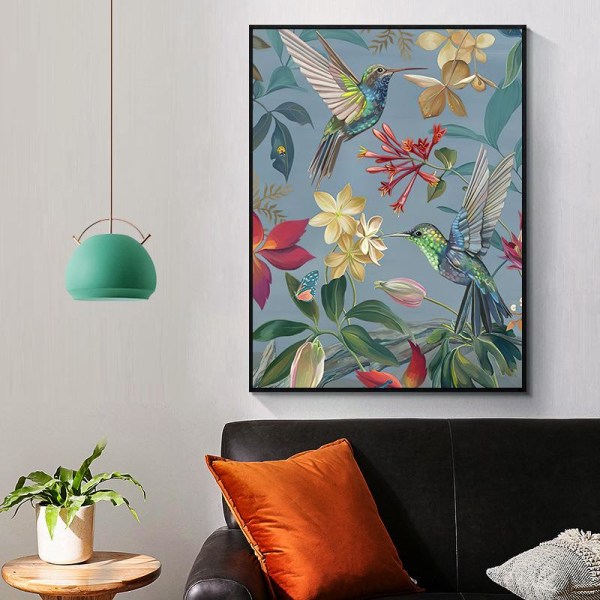(30×40cm) oinramade tryck, enkla fåglar, blommor, växter, abstrakt vardagsrum, sovrum, verandadekoration, dukkärna, hängram inomhus