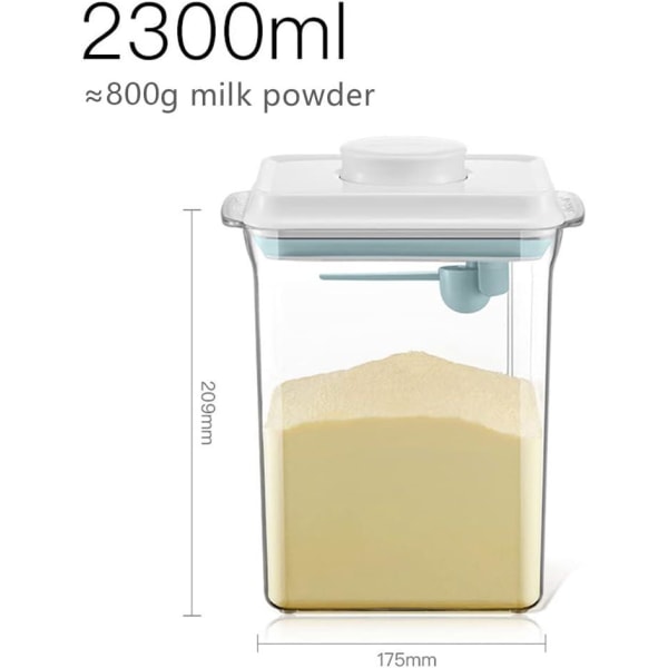 2,3 l, suljettu maitojauhesäiliö, maitojauhelaatikko, kaavajauheen annostelija, kannettava maitojauhelaatikko, maitojauhetta, välipaloja ja muroja varten