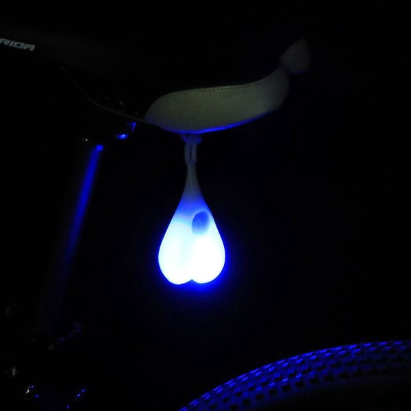 Blå silikonsykkelbaklys - lysende testikler for nattvarsling og sykkelsikkerhetstilbehør