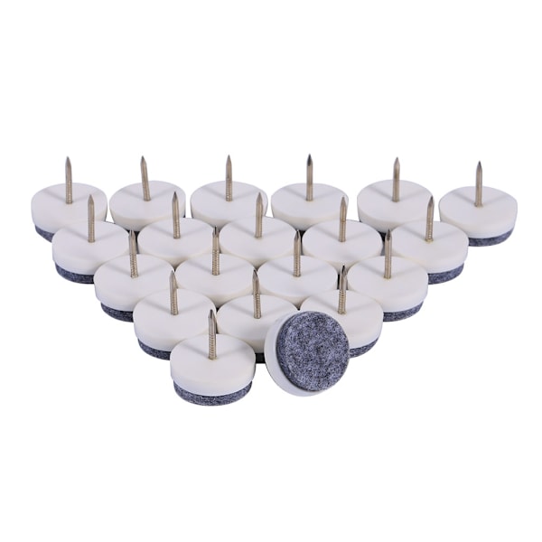 20x Möbelbord Stolben Golvfilt Dyna Glid Glid DIY Spik Skydd Vit 24mm