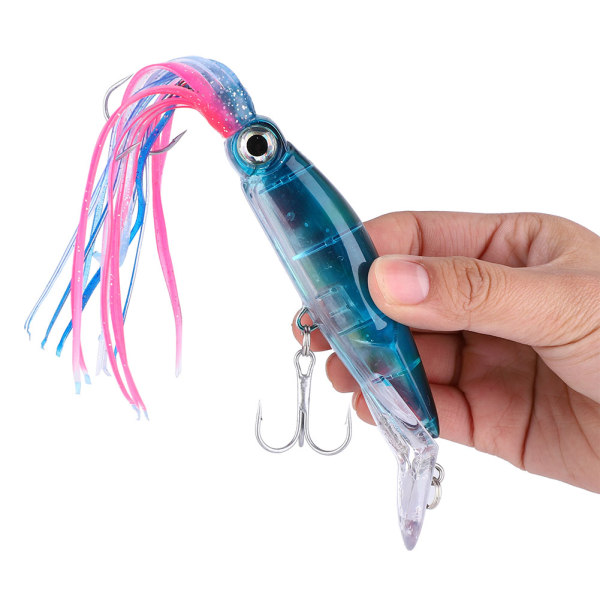 13,5 cm konstgjorda bläckfiskbeten Hard Lure Minnow Wobblers Fisketillbehör (blå)