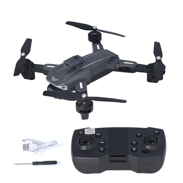 RC-drönare leksak Vikbar hinderundvikande 4K HD dubbelkamera drönare för över 14 svart dubbla batterier