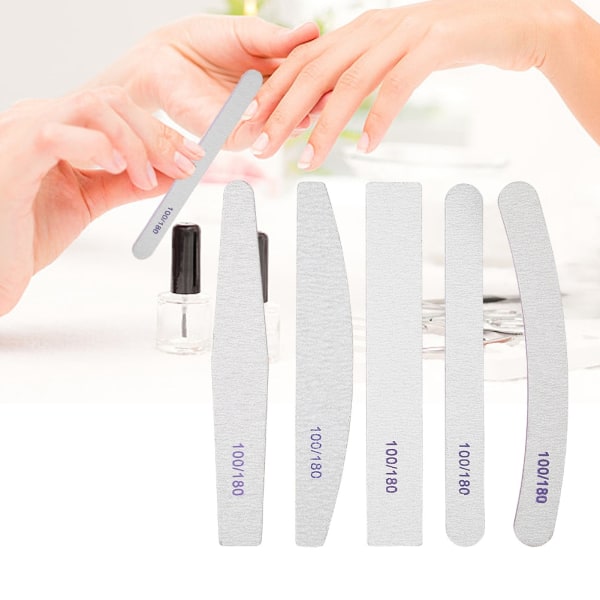 5 Styck Dubbelsidig slipning Bufferning Nail Art Buffertfiler Professionell manikyrspetsverktyg