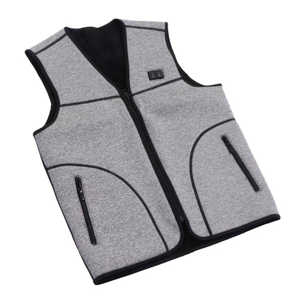 Elektrisk Opvarmet Vest 3 Opvarmningsniveauer Intelligent Temperaturstyring Grå USB Opvarmet Vest til Kvinder Mænd Ski Vandreture 2XL
