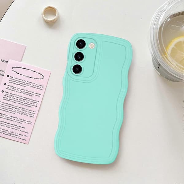 Samsung Galaxy S23 Plus Phone Case, Curly Wavy Frame Liquid Silicone Flexible Soft Shockproof Camera Protection Bumper Cover