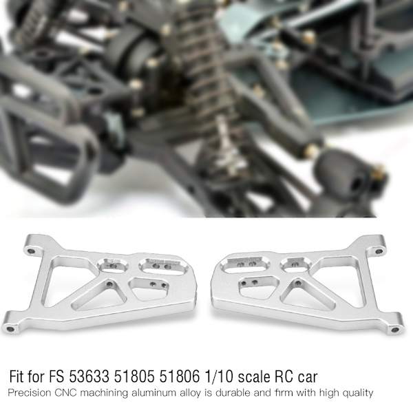 Aluminiumlegering främre undre upphängningsarm för FS 53633 51805 51806 1/10 skala RC-bil (silver)