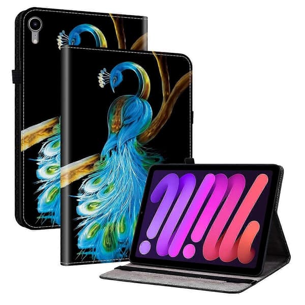 Leather Case with Printed Pattern and Stand for iPad mini (2024)/(2021) with Card Slots