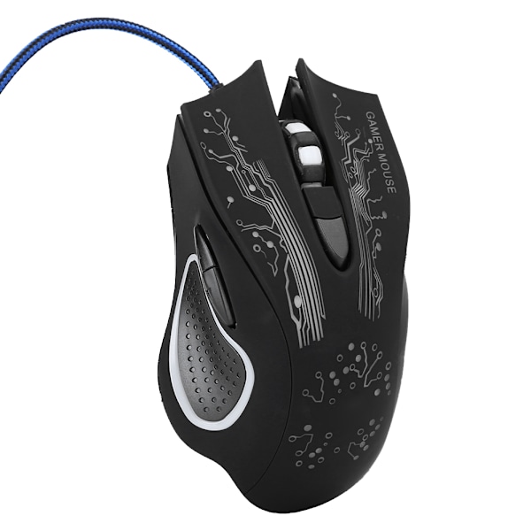 Kablet Mus LED Lysende 6 Tasters USB Hjemmekontor Gaming Universell Datatilbehør X11Svart