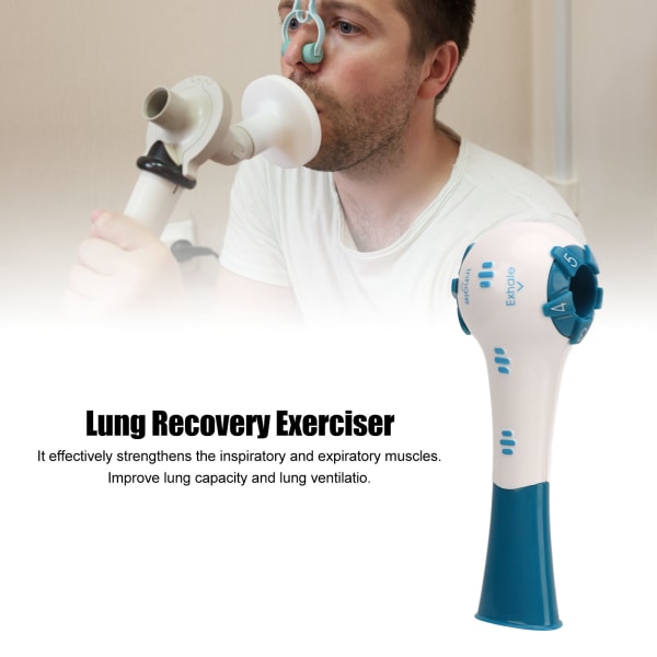 Keuhkojen palautuva harjoituslaite hengityshoitoon – hengitä helpommin, paranna keuhkojen kapasiteettia (sininen)