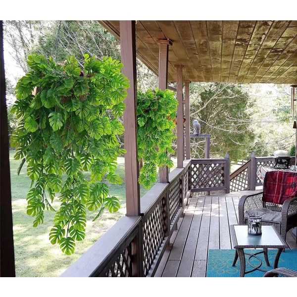 2 stykker Turtleback - Dekorativ falsk efeu til indendørs og udendørs, dekorativ falsk grønt til stue, køkken, balkon, have