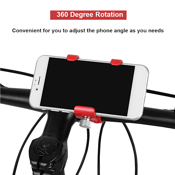 Justerbart cykelstyr i aluminiumlegering Telefonklemme Cykelholder til smartphonebeslag (rød)
