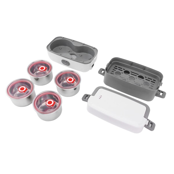 Elektrisk lunchlåda 2 lager 4 rostfritt stål innerfoder bärbar läckagesäker uppvärmd lunchlåda för kontor resor 110‑220V EU-kontakt