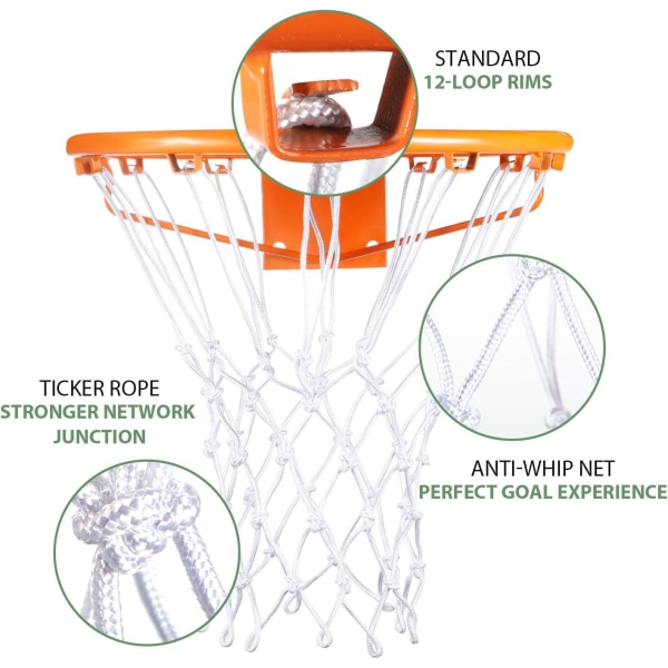 Ersättande basketnät för alla väder, passar standardbasketbågar inomhus eller utomhus