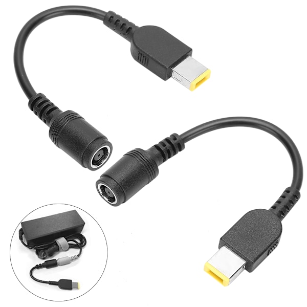 2 stk. Strømomformerkabeladapter 5,5x2,1 mm Rund til 7,9x5,5 mm Firkantet for Lenovo ThinkPad X1/X240/G405