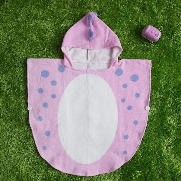 Barnebadehåndkle med hette for jenter og gutter - Hurtigtørrende bassenghåndkle for småbarn med hette (rosa)
