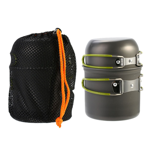 Kompakt grydesæt af aluminiumslegering Foldbart håndtag med opbevaringstaske til udendørs campingoverlevelse