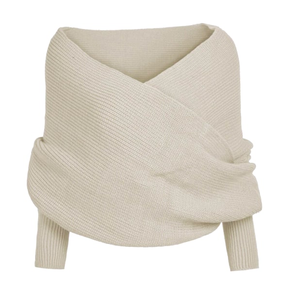 Kvinders tørklædesjal Vintermode Unisex varmt hæklet strikket wrap-sjal med ærmer - to farver til rådighed - 1 stk. beige beige