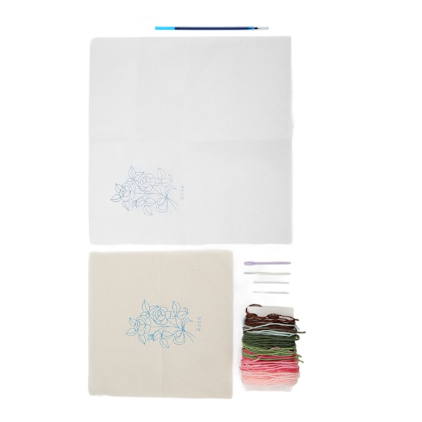 Rose Broderisett Rosemønster Enkel Bruk Inkluderer Stoff Tråd Nål Broderi Startsett
