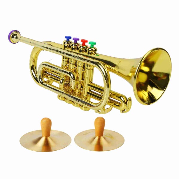 Trumpet Toy Kids Plast Noise Maker med Cymbal Musical Blåsinstrument för nybörjare