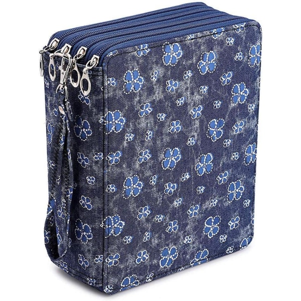 127 hål (blå blomma-24x20x6,5 cm) Case/pennväska med stor kapacitet för professionell eller amatörtecknare