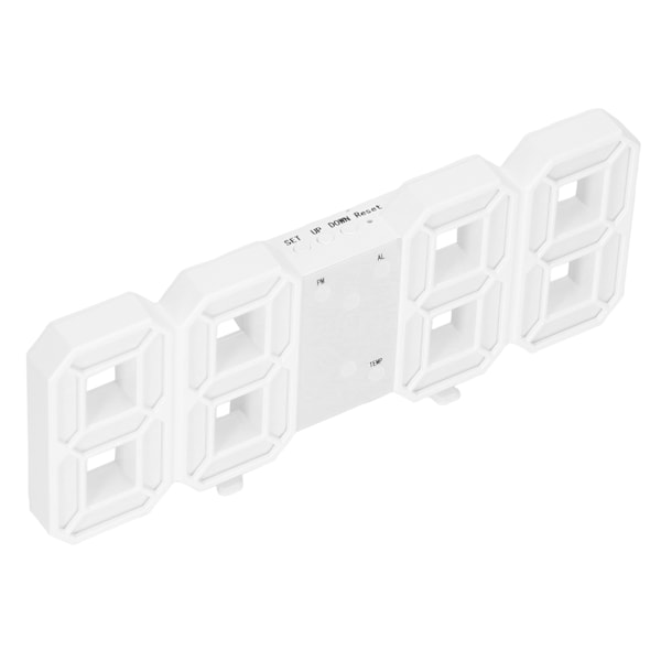 3D LED Digital Klocka Intelligent Röststyrning Tid Datum Temperaturvisning Automatisk Ljusstyrkejustering Klocka Vit Skal Gröna Bokstäver