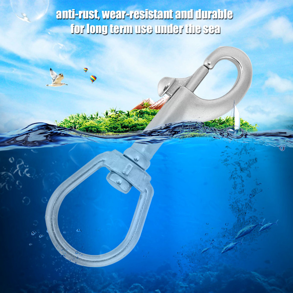 316 rustfritt stål enkelthode krok Swivel Eye Snap Scuba Diving Accessory (100MM, hvit)