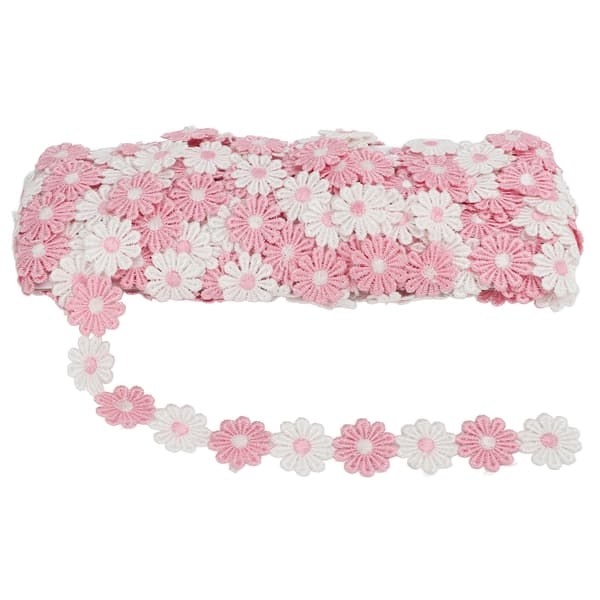 Daisy Patches 13,7 meter Polyester Søde Pink Hvide Blomster Bred Anvendelse Blomster Patches til Syning Broderi DIY