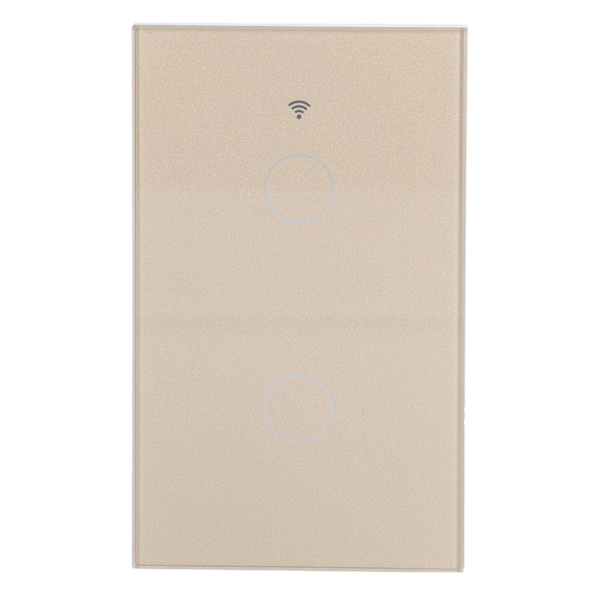 För Zigbee Tuya Fjärrkontroll Ljusströmbrytare Röststyrning 2‑Gang US Vägg Touch Switch AC 100‑240VGuld