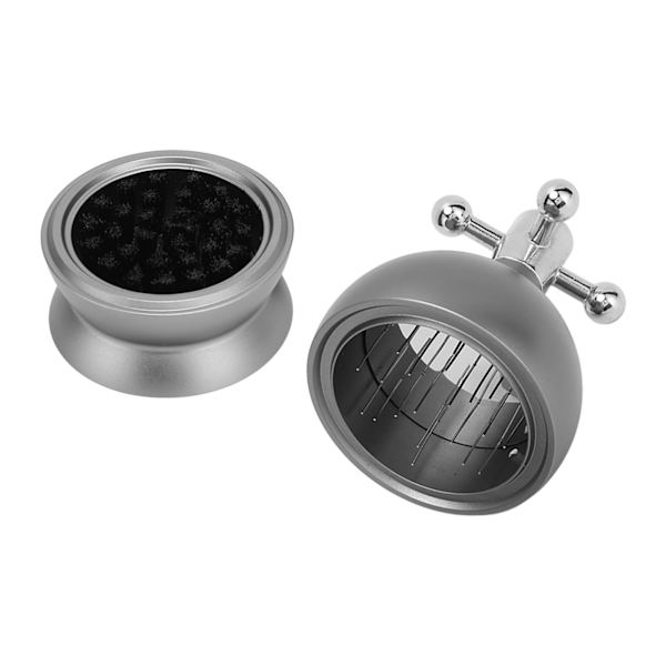 Justerbar kaffedistributør i matkvalitet av metall med roterende håndtak, fast deksel, 22 nåler, kaffepulverdistributør, grå, 53 mm