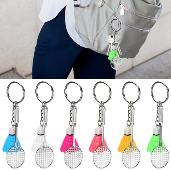 6st Mini Nyckelring Nyckelring Hänge Simulering Badminton Battledore Hängande dekoration