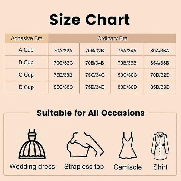 2 PCS Push Up Adhesive Bra Strapless Backless Bra Invisible Push Up Bra