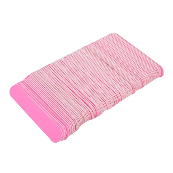 100 stk neglefil dobbeltsidig neglebuffer sliping polering polering stripe manikyr verktøy rosa