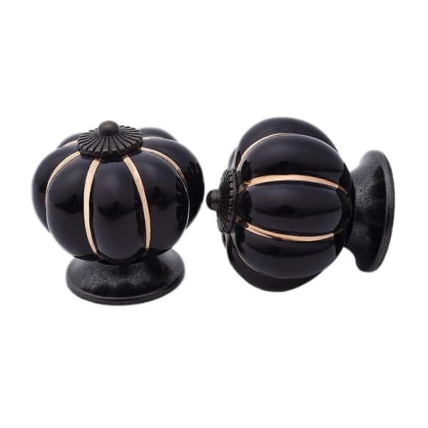 6 Pieces Ceramic Drawer Knobs Ceramic Door Knobs Pumpkin Shaped Cabinet Knobs Furniture Cabinet Knobs with Screws for Furniture, Kitchen Cabinets, Drawers