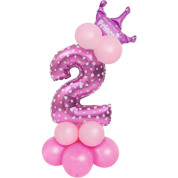 32 tuuman jättikokoiset ilmapallot, heliumnumeroilmapallosisustus juhliin, syntymäpäiviin (vaaleanpunainen numero 2)