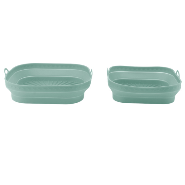 2 stk gjenbrukbare silikon frityrkurv sammenleggbar firkantet silikon frityrkurv for baking kaker brød kjøtt grønn