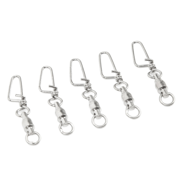 50 st High Strength Fiske Snap Swivels Rostfritt Stål B-Typ Kullager Swivels för Saltvattenfiske 0#
