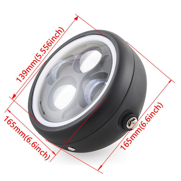 Pyöreä 6,5 tuuman LED-moottoripyörän etuvalo, 12V moottoripyörän etuvalon lamppu Spottivalo Sportster Cafe Racer Bobberille