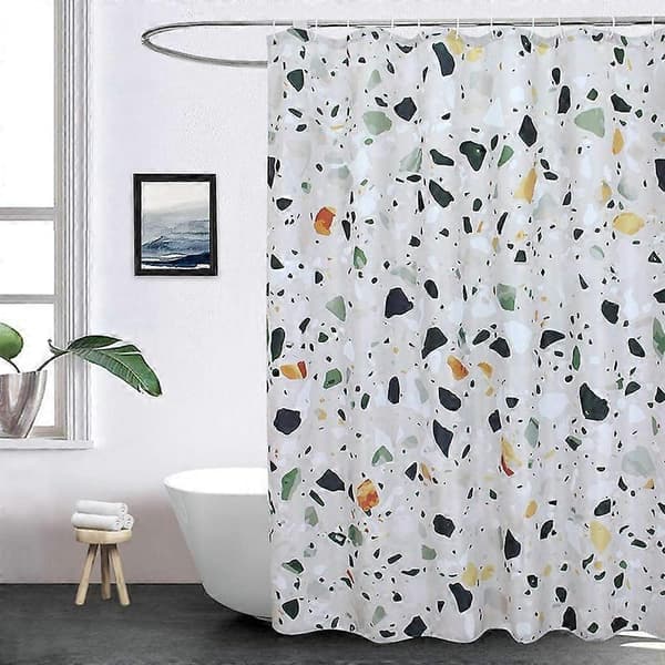 Grön Terrazzo Extra Långa Duschdraperier 180cm Breda x 200cm Fall