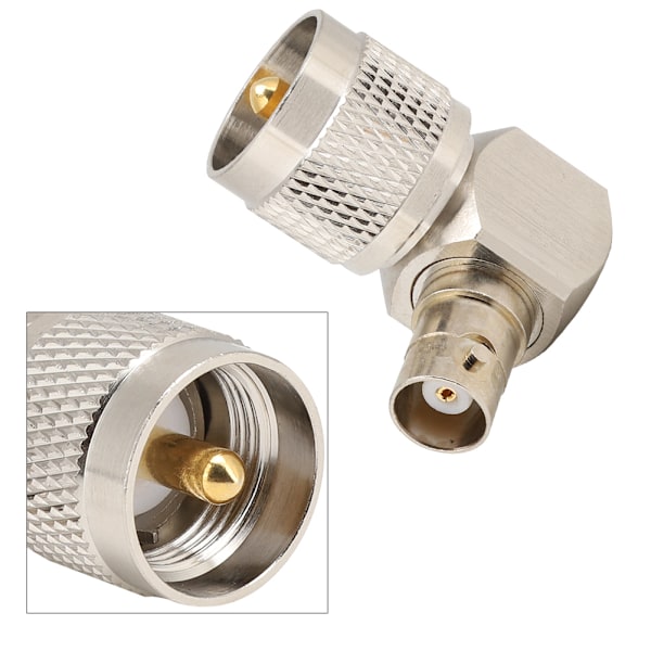 2 stk. UHF Hann PL-259 til BNC Hunn Adapter 90 Graders Koblingskonverter for Koaksialkabel