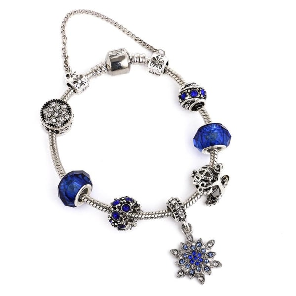 Blå stjernehimmel armbånd DIY Fairy Tale Christmas Diamond Belagt snefnug glasperle armbånd