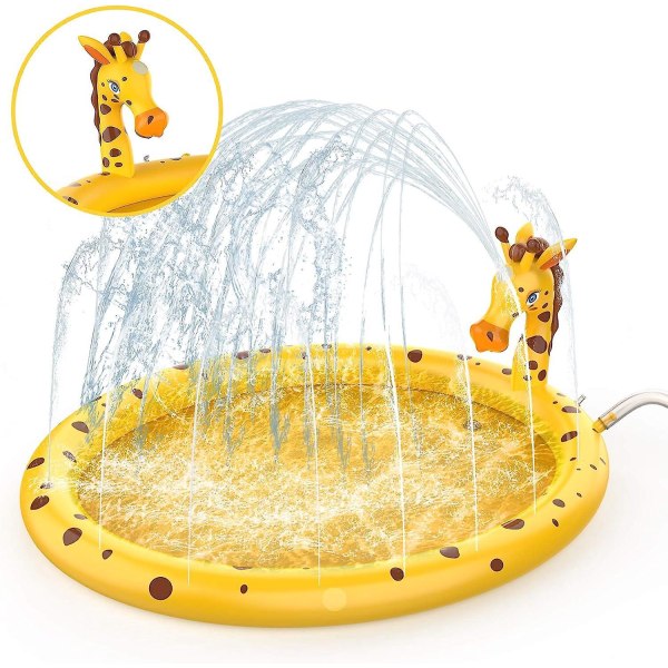 Oppblåsbare giraffer utendørs vannlekebasseng med vannstrålematter