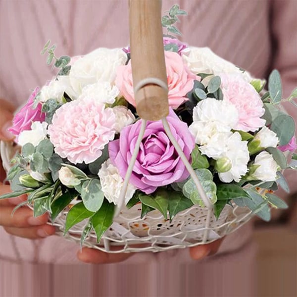 2 stk Blomsterpikekurv Bryllupsblomsterkurver Metallkurver Hjemmedekor